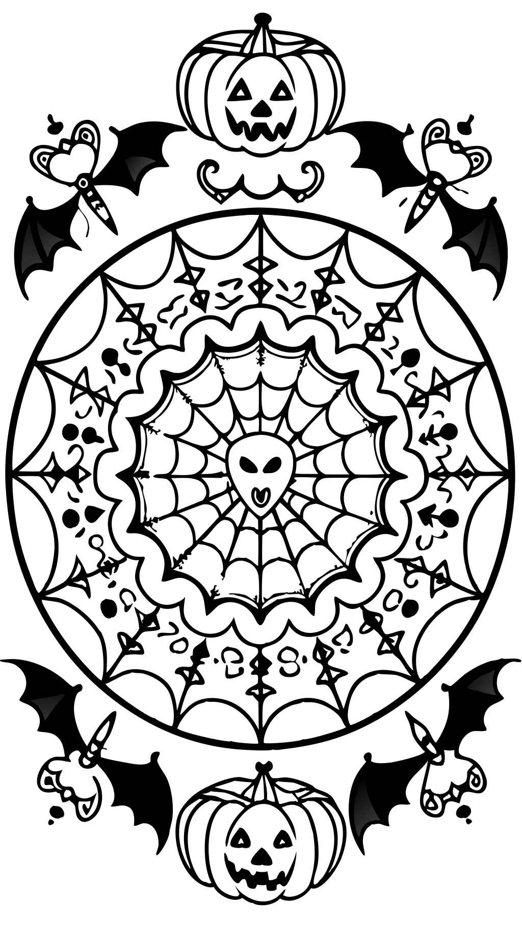 páginas para colorear de mandala de Halloween